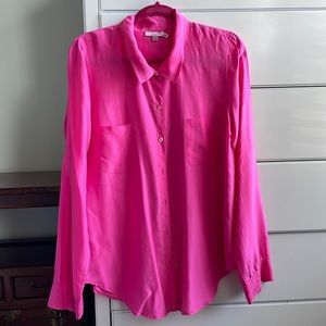 Calypso St. Barth 100% Silk Pink Button Down Tunic